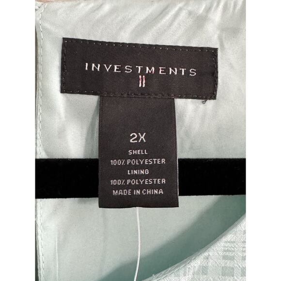 NWT Investments Woman 2X Top blouse Top Mint Green Balloon Sleeves Lined #2462 - Picture 8 of 12